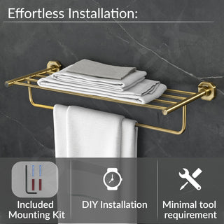 Plantex 304 Grade Stainless Steel Towel Rack for Bathroom/Towel Stand with Hook/Hanger for Cloth/Bathroom Accessories - Nipron (24Inch - Brass Antique)
