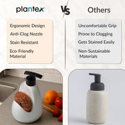 Plantex Ceramic Soap Dispenser with Scruber/Liquid Soap Dispenser/Sink Dish Washing Soap Dispenser Set/Soap Dispenser for Wash Basin Ceramic - Bathroom Accessories