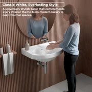 Plantex Ceramic Wallmount Basin for Bathroom/Wall Hung Wash Basin with 10 Years Glaze Warranty by Plantex/Small Basin/Sink for Bathroom (White - 18 X 12 X 8 Inch)