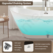 Plantex Acrylic Bathtub/1500mm Freestanding Bath tub for Adults/Deep Soaker Bathtub with Overflow, Popup and Drain Pipe (White, BSM-206)