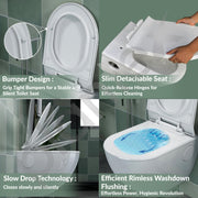 Plantex Platinum Ceramic Commode for Toilet/Rimless Wall Hung Western Toilet/Bathroom Commode With Soft Closing Toilet Seat - P Trap (White)