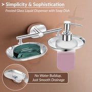 Plantex J4 Stainless Steel Soap Dish with Liquid Dispenser/Soap Stand for Bathroom Wall Mount/Shampoo Dispenser/Bathroom Accessories (Chrome Finish) Onix
