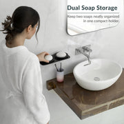 Plantex Dual Soap Holder for Bathroom/Acrylic Double Round Soap Dish/Stand/Bar/Soap Case/Bathroom Accessories - Pack of 1 (VIB-122, Black)