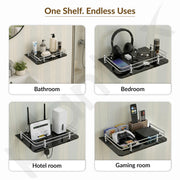 Plantex Glass Setup Box Stand Wall Mounted/Glass Shelf/Wall Shelf Rack/Wall Mount Holder with Wall Brackets (12 X 9 Inch, Black)