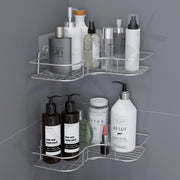 Plantex Stainless Steel Bathroom Corner Shelf/Self Adhesive Bathroom Shelf for Wall/Bathroom Organiser Without Drill - Pack of 2 (Chrome)
