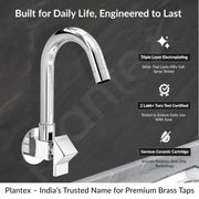 Plantex Kitchen Sink Tap with Water Saving Nozzle/Wall Mount Sink Tap for Kitchen Basin with 360Ãƒâ€šÃ‚Â° Swivel Spout-7 Year Warranty by Plantex (PRI-310-Chrome)