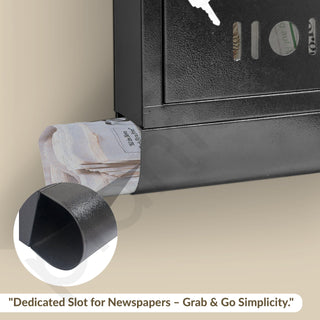 Plantex GI Steel Letter Box for Home Gate with News Paper Holder/Post Box/Suggestion Box for Office Use with Secure Lock and Keys/Complaint Box/Mail Box - (Black) Wall Mount