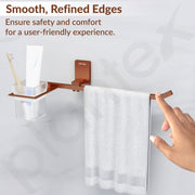 Plantex 304 Grade Stainless Steel Towel Ring with Tumbler Holder/Wash Basin Towel Hanger/Toothbrush HolderBathroom Accessories (Crystal - PVD Rose Gold)