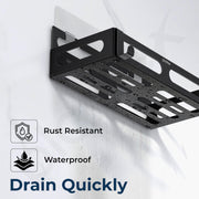 Plantex Bathroom Shelf/Self-Adhesive Bathroom Organizer/Wall Mount Shelf for Kitchen - Pack of 3 (Black)
