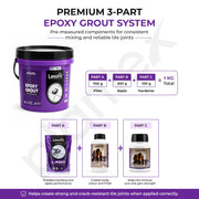 Plantex Lexora Epoxy Grout/3-Part Epoxide Resin Tile Grout/Floor & Wall Tiles Joints/Waterproof & Stain Proof/Bathroom & Industrial Use - 1 kg (Cream)