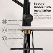 Plantex Flexible Tap for Kitchen Sink/Pure Brass Dual Flow Pull Out Sink Mixer Tap Hot and Cold/Movable/Rotable Water Mixer Faucet - (7904, Black)