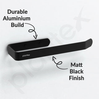 Plantex Space Aluminium Napkin Ring for Wash Basin/Towel Hanger for Bathroom/Napkin Hanger for Kitchen/Bathrom Accessories (Black - Powder Coated)