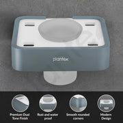 Plantex Aluminium and Acrylic Toothbrush Holder/Tumbler Holder for Bathroom/Toothpaste/Razor Holder/Bathroom Accessories - (Grey and Milky White)