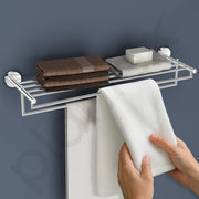 Plantex 304 Grade Stainless Steel 24 inch Folding Towel Rack for Bathroom/Towel Stand/Hanger/Towel Bar/Bathroom Accessories - Oreo (Chrome)