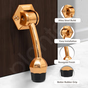 Plantex Door Stopper for Main Door/5-Inch Stopper with Rubber Grip/Stoppers for Wooden Door/Stops for Door â€“ Pack of 2 (Rose Gold)