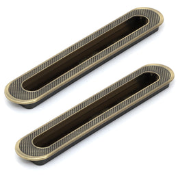 Plantex Concealed Handle for Sliding Door/Sliding Door Handle/224mm Concealed Handle for Wardrobe/Kitchen Cabinet - Pack of 2 (Brass Antique)