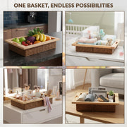 Plantex Wooden and PVC Wicker Basket/Pull Out Cabinet Organizer/Wicker Basket for Modular Kitchen Storage -Pack of 1 (20 x 16.5 x 6 inch)