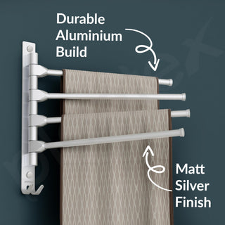 Plantex Aluminium 4-Arm Bathroom Swing Hanger Towel Rack/Holder for Bathroom/Towel Stand/Bathroom Accessories(Silver)