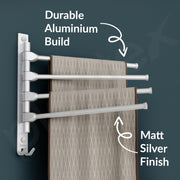 Plantex Aluminium 4-Arm Bathroom Swing Hanger Towel Rack/Holder for Bathroom/Towel Stand/Bathroom Accessories(Silver)