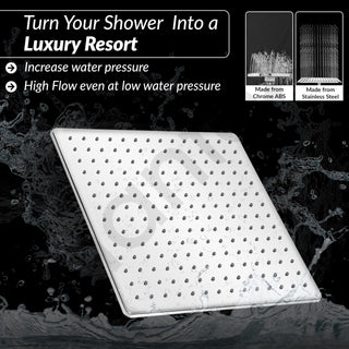 Plantex Stainless Steel Shower head for Bathroom 12 x 12 inch with Water Saving Techonology/Rain Flow Overhead Shower without Arm/Bathroom Showers - (Elegance-Chrome)