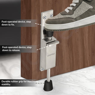 Plantex Kickdown Door Stoper Spring Loaded Telescopic Step On/Off Door Stopper Rubber, Adjustable Heavy Duty Door Locks Holder Stop/Release by Foot - Pack of 1 (Matt)
