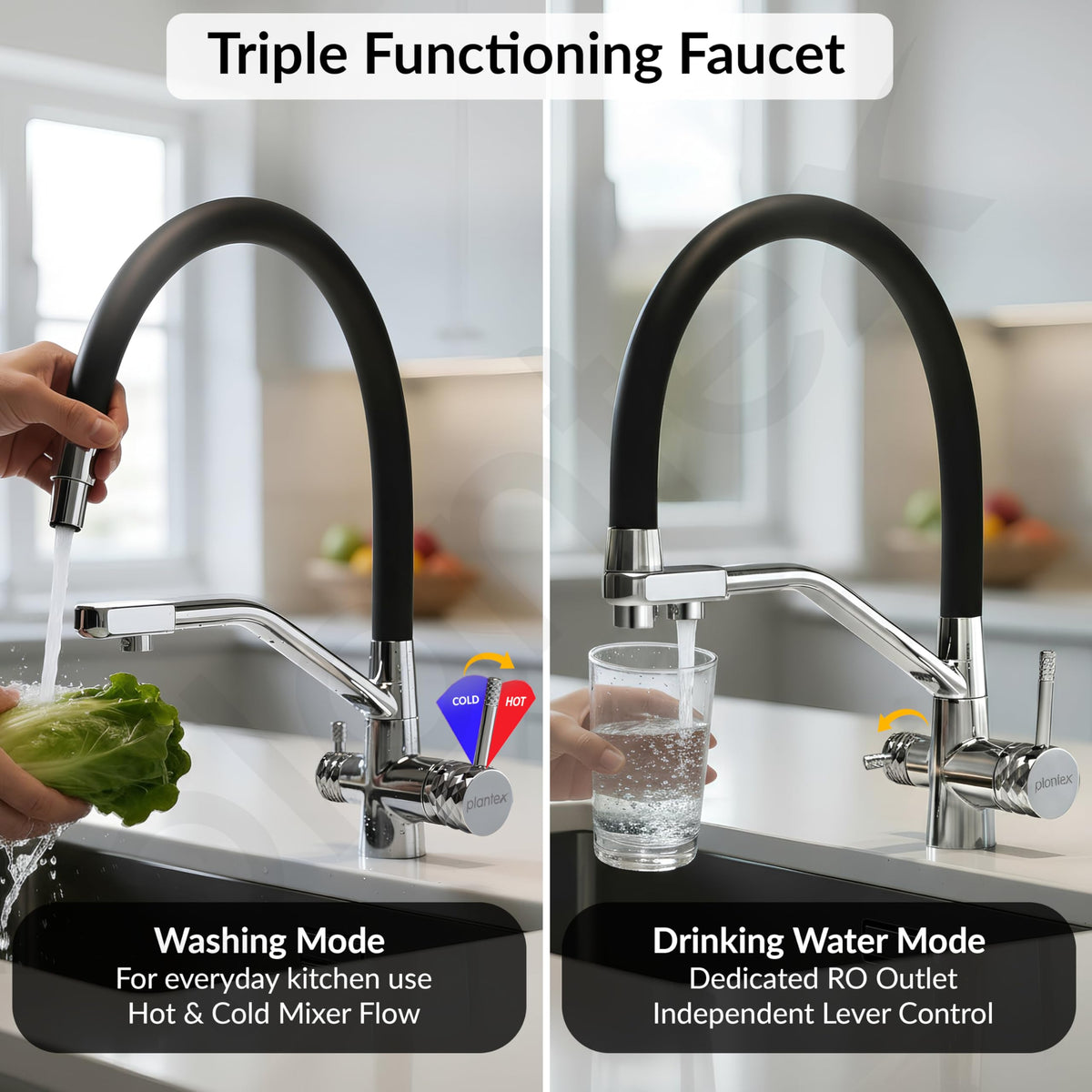 Plantex Pure Brass Flexible Tap for Kitchen Sink/Dual Flow Pull Out ...