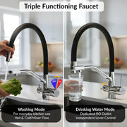 Plantex Pure Brass Flexible Tap for Kitchen Sink/Dual Flow Pull Out Sink Mixer Tap Hot and Cold/Movable/Rotable Water Mixer Faucet - (7904, Chrome)