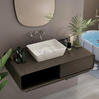 Plantex Granite Quartz Counter Top WashBasin for Bathroom/Rectangle Tabletop Wash Basin/Vessel Sink Wash Basin Over Counter for Home/Restaurant (Grey Stone - 18 x 13 x 5 Inch)