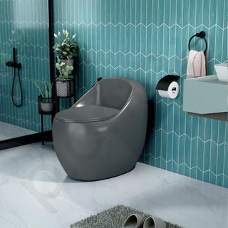 Plantex Imported Ceramic Western Toilet/Rimless Commode for Toilet/Siphonic Vacuum Jet Flush One Piece Commode With Soft Close Toilet Seat - S Trap Outlet (Glossy Grey)