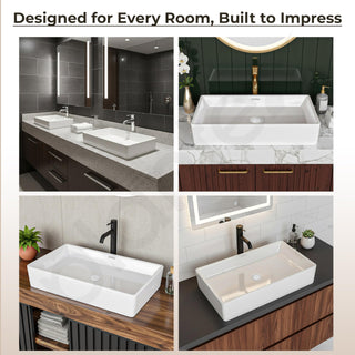 Plantex Platinum Tabletop Wash Basin for bathroom/Countertop Ceramic Washbasin/10 Years Glaze Warranty by Plantex (White, 23.5 x 13.5 x 4.5 Inch)