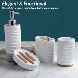 Plantex Polyresin Bathroom Accessories Set Soap Dispenser/Toothbrush Holder/Tumbler Holder/Soap Dish - 4 Piece(922)