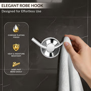 Plantex Robe Hook for Bathroom/Pure Brass Clothes Hanging Hook/Hook for Wall/Bathroom Accessories - Pack of 1 (APS-EFL-04, Chrome)