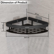 Plantex Self Adhesive Corner Shelf for Bathroom Wall/Aluminium & Stainless Steel Corner Rack/Storage Organizer/Bathroom Accessories Set- Pack of 4 (8 x 8 inch, Black)