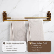 Plantex Dual Towel Rod for Bathroom/Towel Hanger/Towel Holder/24 Inch Towel Bar/Bathroom Accessories - Pack of 1 (Brass Antique)