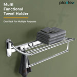 Plantex Folding Towel Rack for Bathroom/18 Inch Stainless Steel Towel Hanger/Towel Stand/Towel Rod/Bathroom Accessories - Pack of 2 (Chrome)