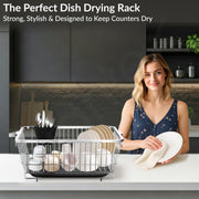 Plantex Stainless Steel Dish Drying Rack/Utensil Drying Rack for Kitchen/Dish Rack with Drainer Tray/Vessel Drainer Basket For Utensils/Bartan Basket Stand (Size- 58.5x44.5x23.5 CM - Chrome Finish)