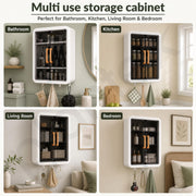 Plantex Wall Mount Bathroom Storage Cabinet/Self Adhesive Plastic Organizer for Skincare/Makeup/Toiletries/Multipurpose Storage Cabinet for Kitchen- Pack of 2(White, 32x40.5x13 cm)