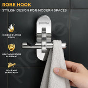 Plantex Robe Hook for Bathroom/Pure Brass Clothes Hanging Hook/Hook for Wall/Bathroom Accessories - Pack of 1 (APS-GIA-04, Chrome)