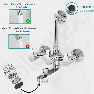 Plantex Pure Brass 3 in 1 Wall Mixer for Bathroom/Mixer L-Bend Provision for Overhead and Hand Shower/Bathroom Mixer 3 in 1 with Shower -7 Year Warranty by Plantex (Chrome)
