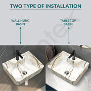 Plantex Wall Mount Wash Basin for Bathroom/Designer Ceramic Small Washbasin/Rectangle Countertop Wash Basin/Home/Office (16 x 12 x 4.5 Inch)