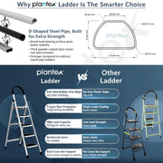 Plantex Steel Ladder for Home/Strong Foldable Wide 5 Step Ladder/Anti-Skid 5 Step Ladder - (Apex - White)