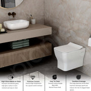 Plantex Ceramic Bathroom White Commode and Wash Basin Set/Rim Washdown Flush/P Trap Commode for Toilet/Wash Basin for Bathroom - Combo - (White)