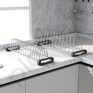 Plantex Stainless Steel Thali Stand/Plate Rack-Stand/Dish Rack/Plate Fixer for Modular Kitchen/Tandem Box Accessories- Set of 2 (Chrome)