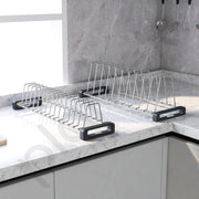 Plantex Stainless Steel Thali Stand/Plate Rack-Stand/Dish Rack/Plate Fixer for Modular Kitchen/Tandem Box Accessories- Set of 2 (Chrome)