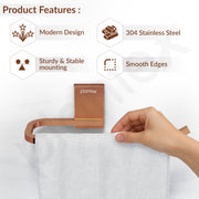 Plantex 304 Grade Stainless Steel Napkin Holder for Wash Basin/Towel Holder for Bathroom/Towel Holder/Towel Ring/Bathroom Accessories - Crystal (PVD Rose Gold)