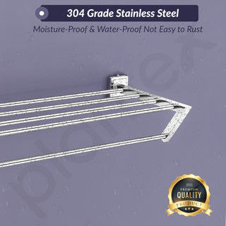 Plantex 304 Grade Stainless Steel Towel Hanger for Bathroom/Towel Rack/Towel Rod/Bathroom Accessories -Decan (24-inch - Chrome)