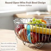 Plantex Stainless Steel Vegetable Basket for Kitchen/Fruit Bowl for Table Top/Wired Vegetable Bowl for Dining Table (Chrome Finish)