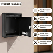 Plantex Letter Box/Post Box/Letter Box for Home gate/Suggestion Box for Office Use with Key Lock/Mail Box (Black) - Pack of 5 (Wall Mount)