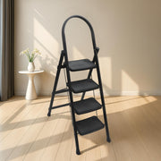 Plantex Hercules Pro 4-Step Foldable Ladder for Home with 150 kg Load Capacity/Heavy-Duty Steel Ladder/Anti-Slip Wide Step/Strong, Stable & Multi-Purpose (Black)