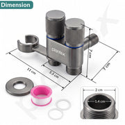 Plantex 2 Way Angle Cock/Stainless Steel Double Outlet Water Valve/Bathroom & Kitchen Tap Connector/Water Faucet - Pack of 1 (Grey, APS-N-9)